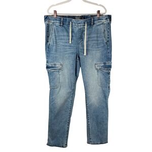 Torrid Weekend Boyfriend Straight Cargo Jeans Blue Super Soft Drawstring 1R